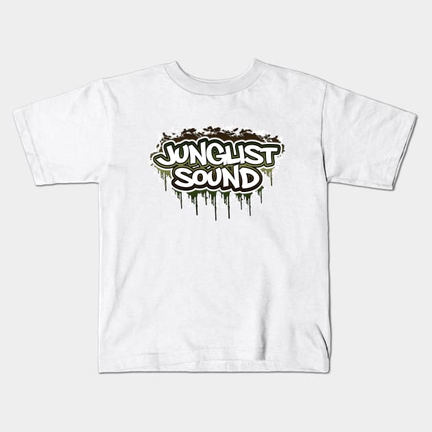 Junglist Sound-Drip-Camo Kids T-Shirt by AutotelicArt